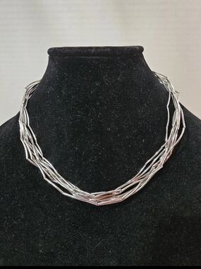 Liquid Silver Tone Necklace 9 Strands 16"-19" EUC READ